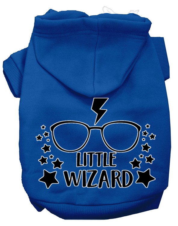 Little Wizard Screen Print Dog Hoodie Blue XS